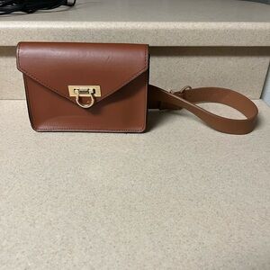Faux Leather Brown Belt Bag